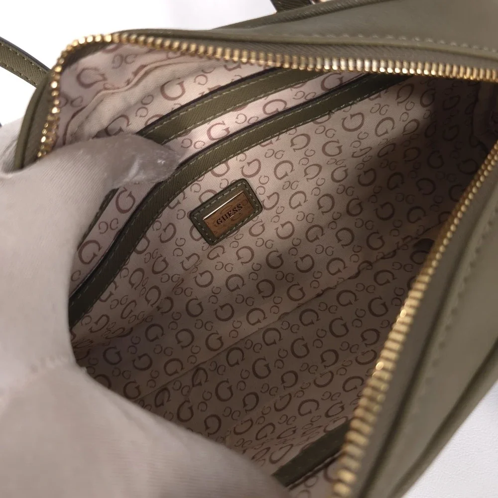 GUESS Womens New Zita Satchel Double Handle Shoulder Bag Olive Green SA731909